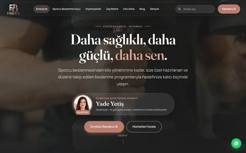 Fit&Bes kurumsal web sitesi anasayfası — DMT Dijital projesi