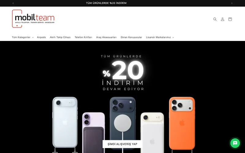 Mobilteam e-ticaret sitesi anasayfası — DMT Dijital projesi